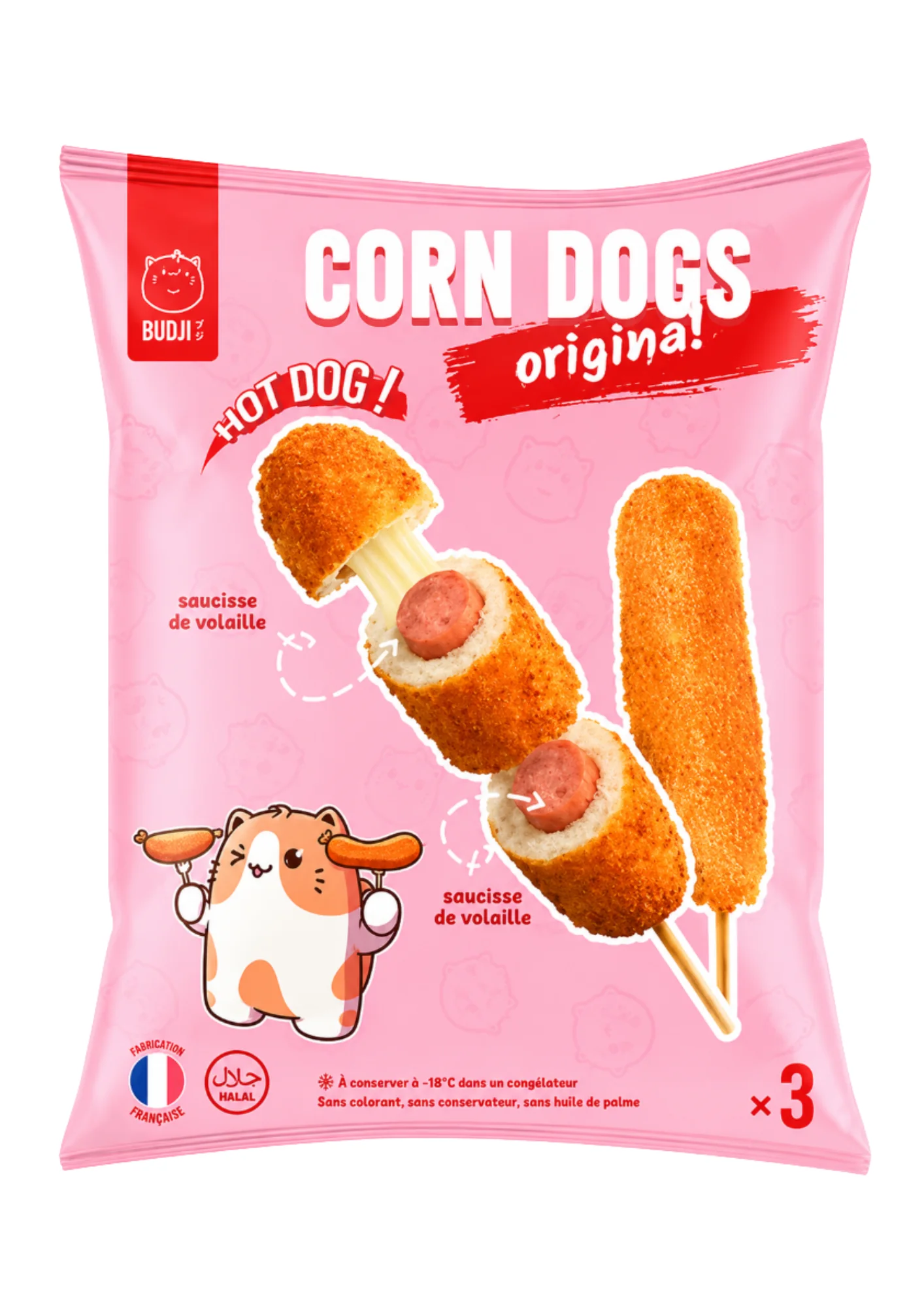Budji Corn Dog Original Hot Dog 12 x 285g