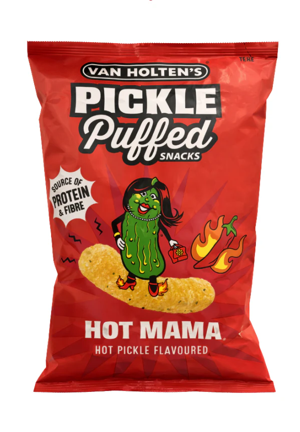 Van Holten's Pickle Puffed Snacks Hot Mama 10 x 90g